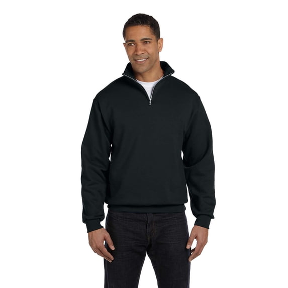 Adult NuBlend® Quarter-Zip Cadet Collar Sweatshirt - BLACK - 2XL