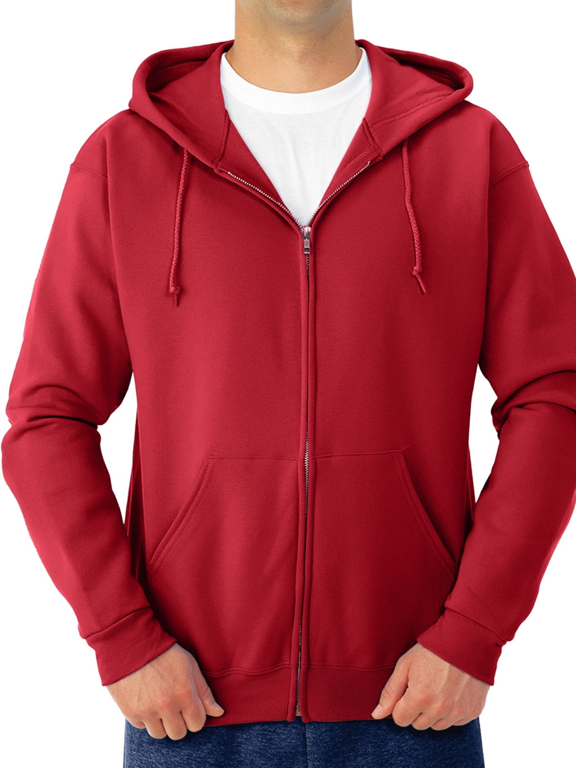 Jerzees Men's and Big Men's Fleece Full Zip Hooded Jacket, Up to Size