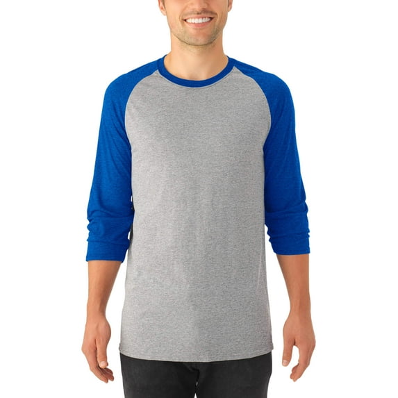 Jerzees Men's and Big Men's Soft Sleeve Tri-Blend Baseball T-Shirt - 2 Pack, Up To Size 2XL