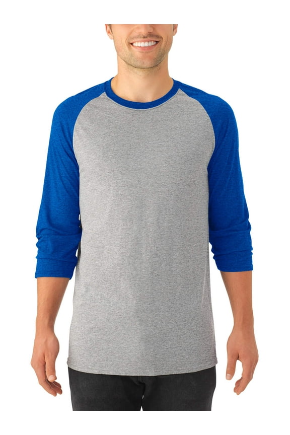 Men's and Big Men's Soft Sleeve Tri-Blend Baseball T-Shirt - 2 Pack, Up To Size 2XL