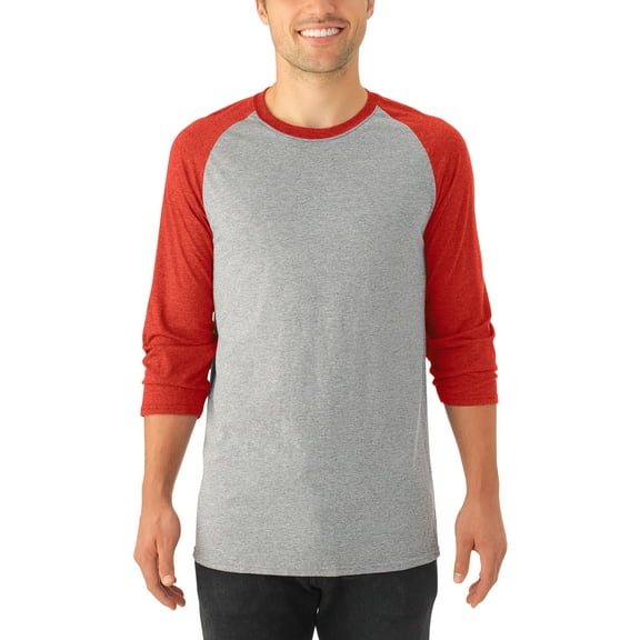 Jerzees Men's and Big Men's Soft Sleeve Tri-Blend Baseball T-Shirt - 2 Pack, Up To Size 2XL