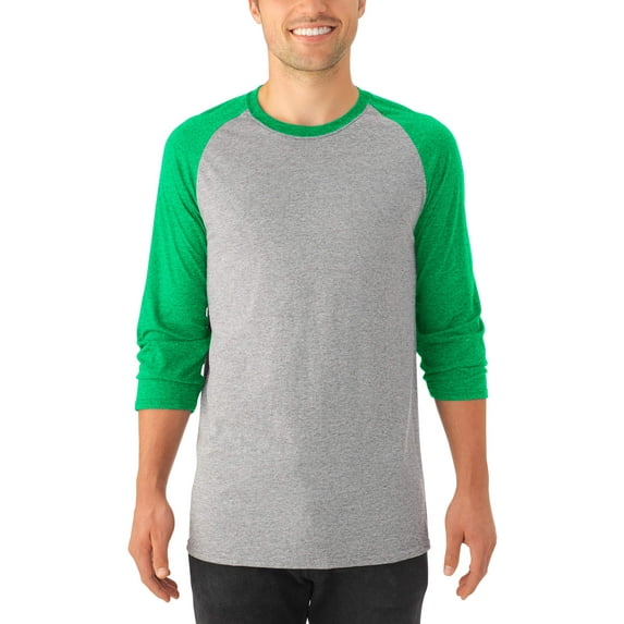 Jerzees Men's and Big Men's Soft Sleeve Tri-Blend Baseball T-Shirt - 2 Pack, Up To Size 2XL