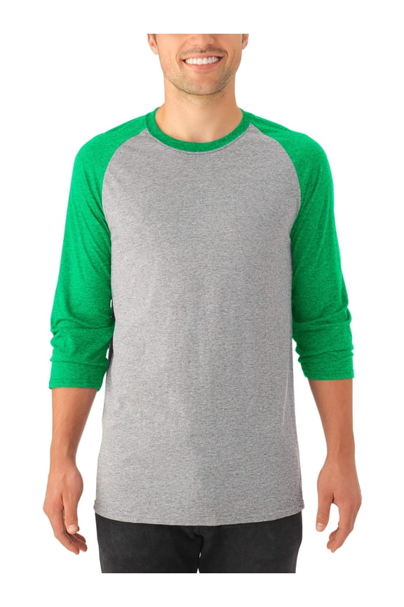 Men's and Big Men's Soft Sleeve Tri-Blend Baseball T-Shirt - 2 Pack, Up To Size 2XL