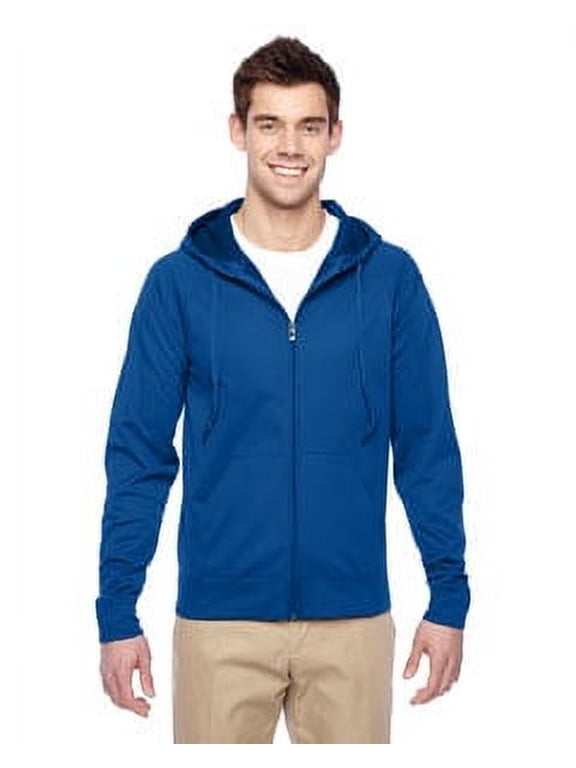 Mens NuBlend Moisture Management Full Zip Hood Fleece XX-Large Royal Blue