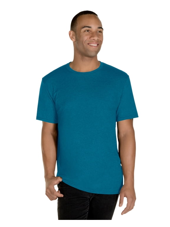 Mens Premium Blend Ringspun Crewneck T-Shirt, L, Digital Teal Heather