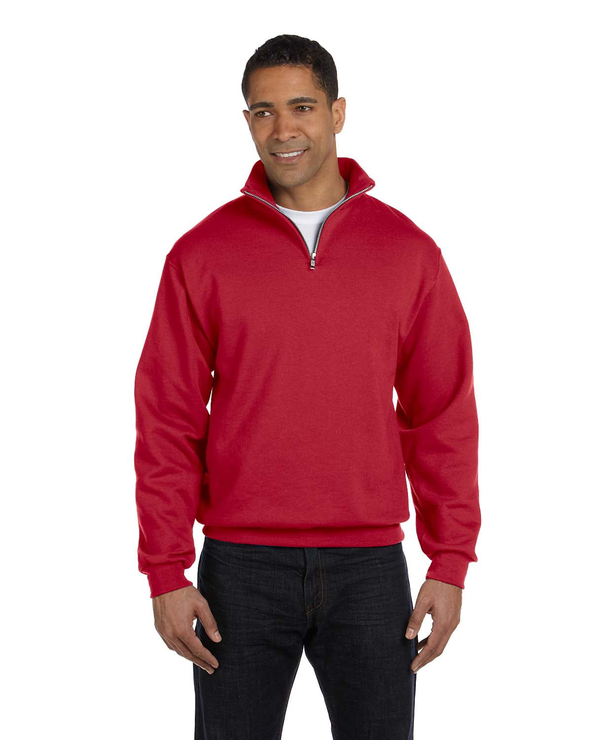 JERZEES NuBlend 1/4-Zip Sweatshirt - Cadet Collar, 50/50 Cotton Polyester, True Red Medium - View #14