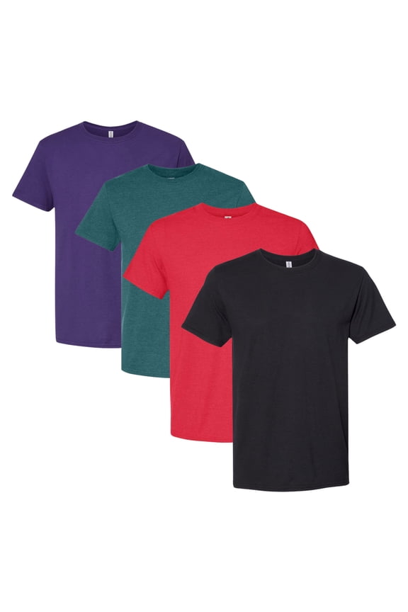 Premium Blend 50/50 Ring-Spun Cotton/Poly T-Shirts Wholesale Bulk Plain Tees for Men (Dark Color 4 Pack, L)