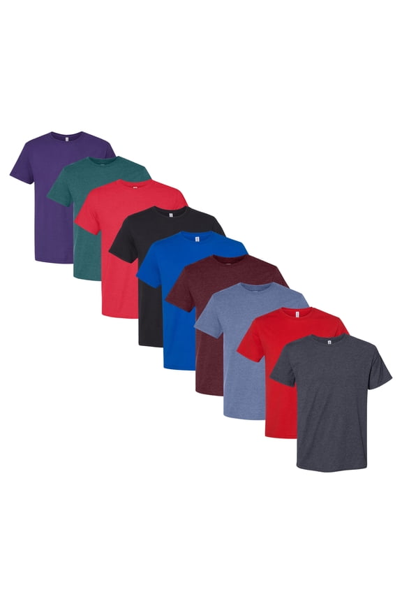 Premium Blend 50/50 Ring-Spun Cotton/Poly T-Shirts Wholesale Bulk Plain Tees for Men (Dark Color 9 Pack, M)