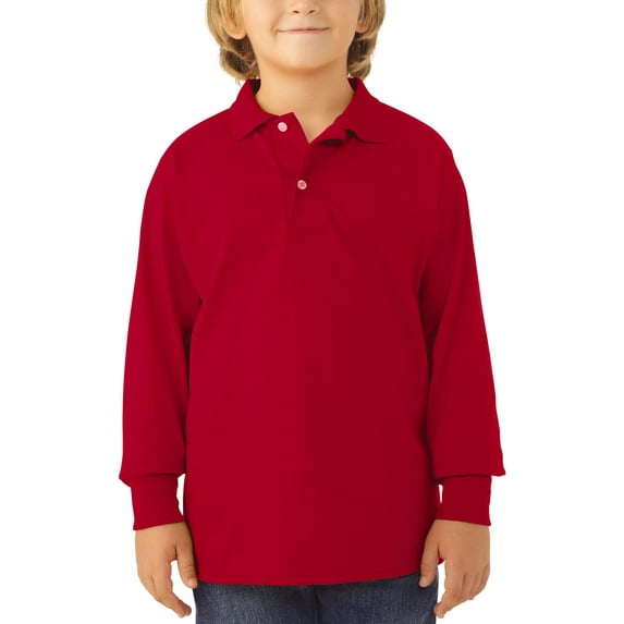 Jerzees School Uniform SpotShield Long Sleeve Polo (Little Boys & Big Boys)