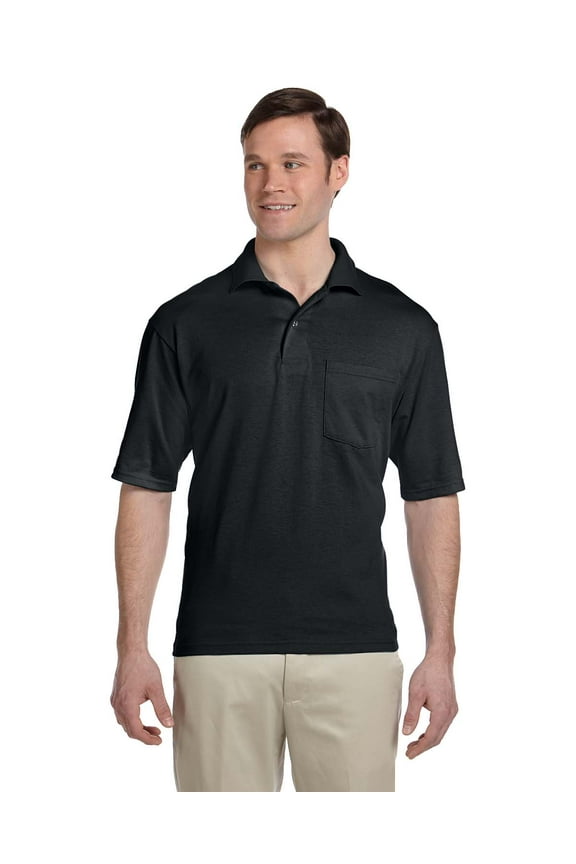 Spotshield Adult Jersey Sport Shirt With Pocket , 436P , Black , XX-Large