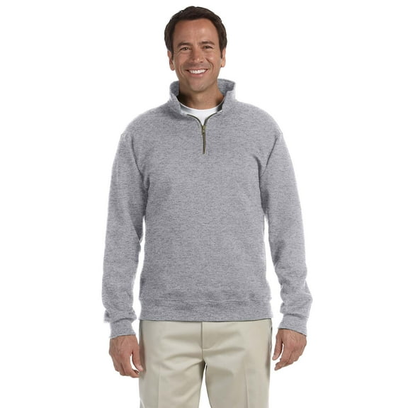 Jerzees Super Sweats Adult Quarter-Zip Cadet Collar Sweatshirt , 4528 , Oxford , Small