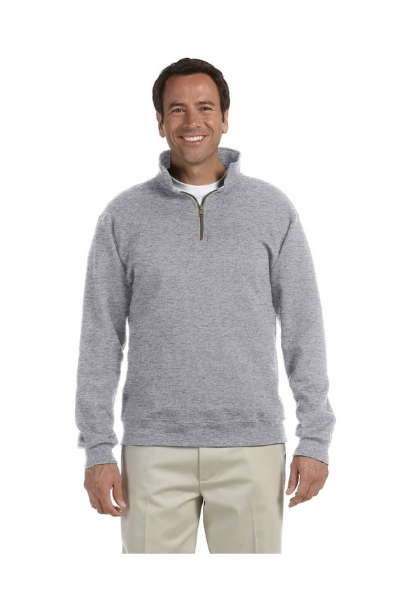 Super Sweats Adult Quarter-Zip Cadet Collar Sweatshirt , 4528 , Oxford , Small