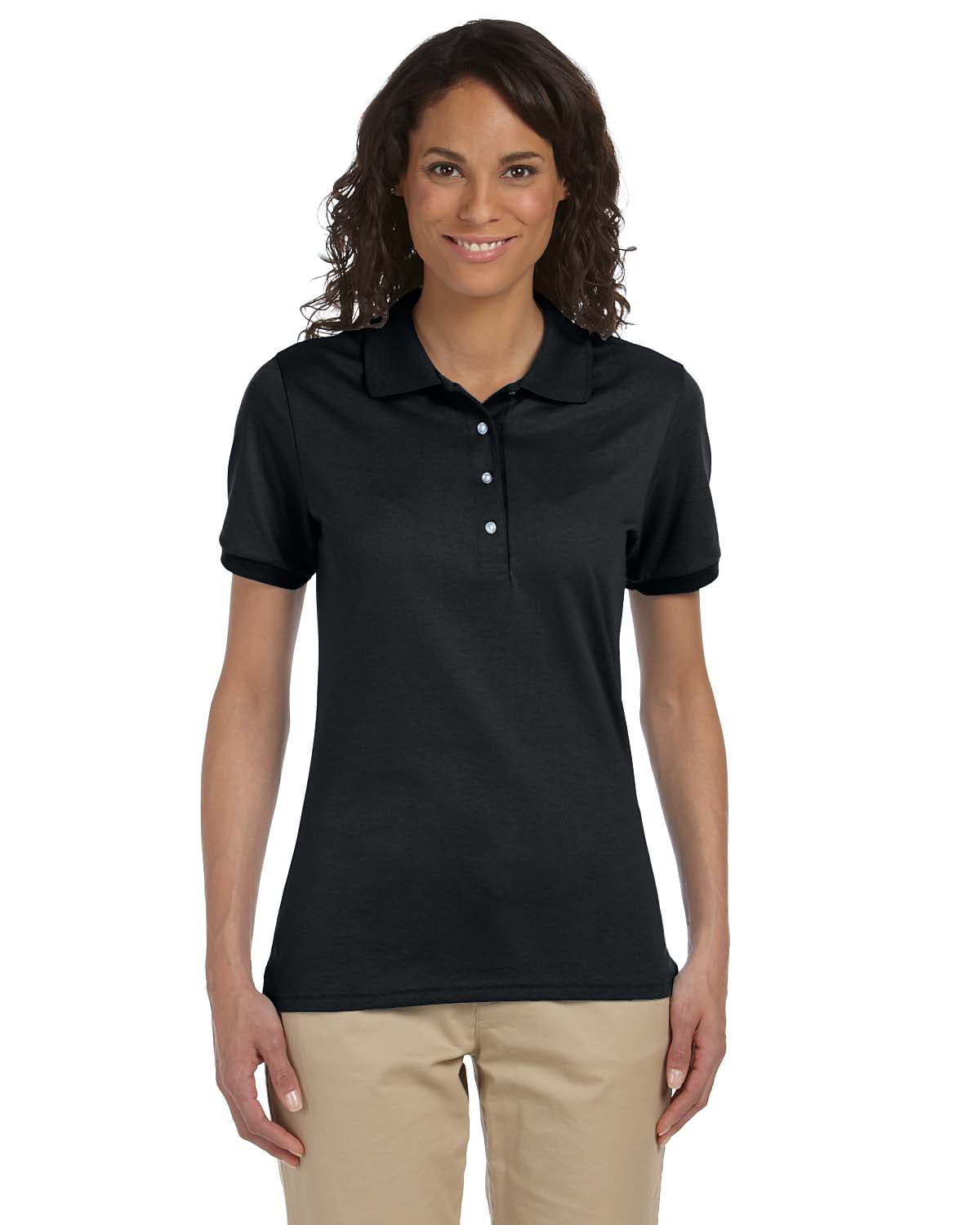 Jerzees Womens Four Button Placket Side Vent Polo Shirt Womens Tops & T ...