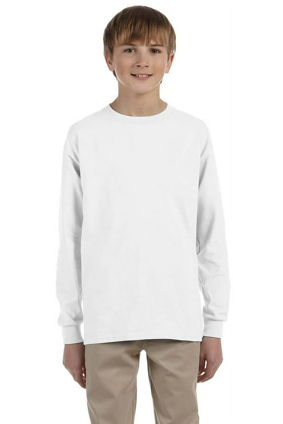 Youth Long Sleeve T-Shirt - 29BL - Small - White