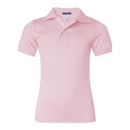 JERZEES 437Y YOUTH 5.6 OZ. SPOTSHIELD JERSEY POLO, M, Classic Pink