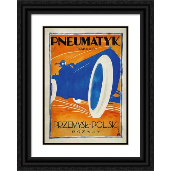 Jerzy Gelbard 18x24 Black Ornate Framed Double Matted Museum Art Print Titled: Pneumatyk Tow. Akc. Przemysł - Polish Poznań (1923)