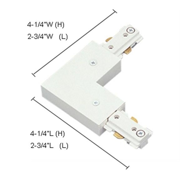 Jesco Lighting L-Connector with Power Feed- Satin Chrome
