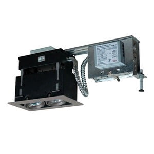 Jesco Lighting MMGRMH1639-2ESS 39W 2 Light Linear Remodel Metal Halide, Silver Trim, Silver Gimbal & Black Interior