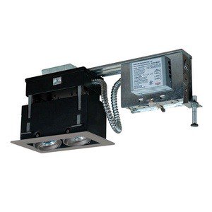 Jesco Lighting MMGRMH1639-2ESS 39W 2 Light Linear Remodel Metal Halide, Silver Trim, Silver Gimbal & Black Interior