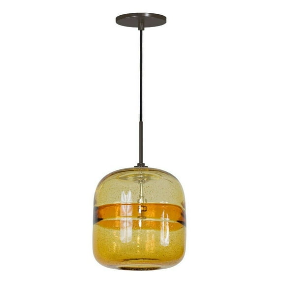 Jesco Lighting - One Light Line Voltage Pendant with Canopy-Bronze Finish-Amber