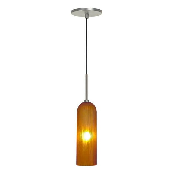 PD411-AM/BN-Jesco Lighting-One Light Line 60W Voltage Pendant with Canopy-Brushed Nickel Finish-Amber Glass Color