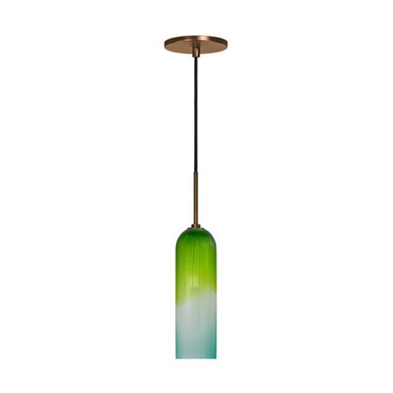 Jesco Lighting PD411-BUGNBZ 4 in. Bronze Mini Pendant Ceiling Light in Grooved - Blue & Green