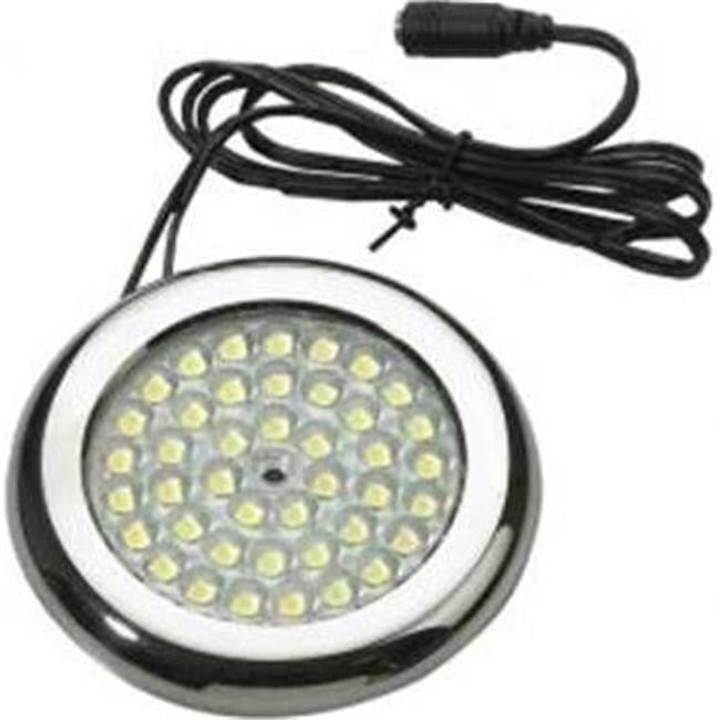 White Round LED Puck Light with Chrome Trim
