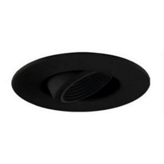 Jesco Lighting TM426BKBK Low Voltage Adjustable Gimbal Ring Trim with Step Baffle- Black Baffle- White Trim