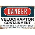 thumbnail image 1 of Jesiceny New Tin Sign Danger Velociraptor Containment Aluminum Metal Sign 8x12 INCH, 1 of 5