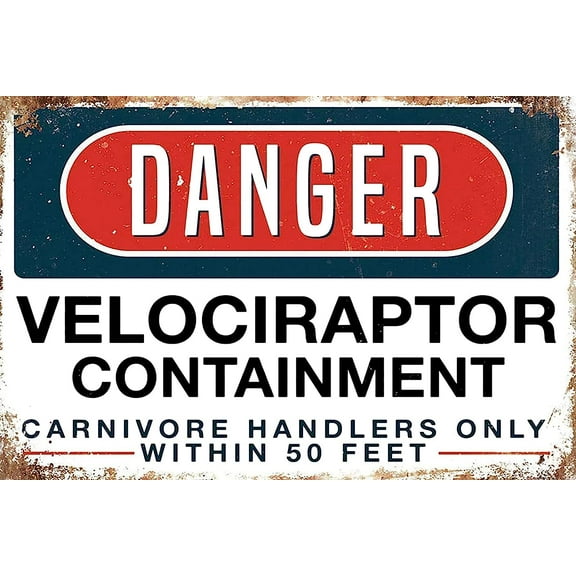 Jesiceny New Tin Sign Danger Velociraptor Containment Aluminum Metal Sign 8x12 INCH
