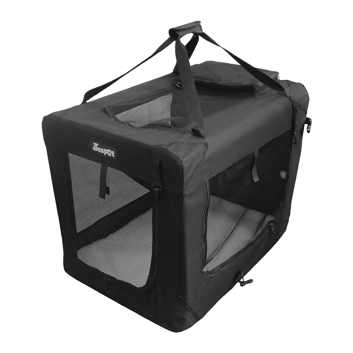 Jespet 3Door SoftSided Folding Travel Pet Crate (Medium; Black), PSC