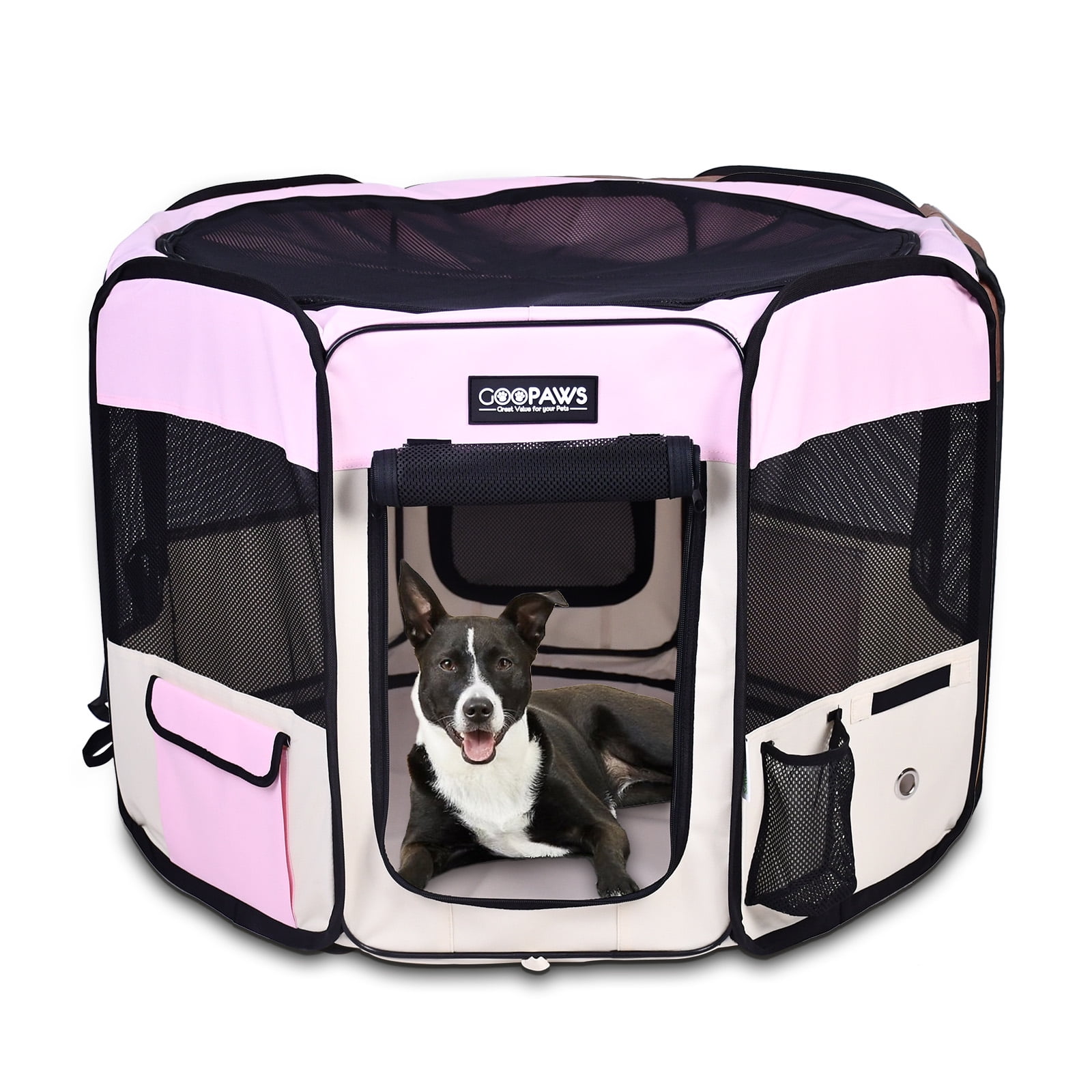 IRIS USA Portable Indoor Small Animal 4 Panel Playpen 24 Height with Door Customizable Foldable White Walmart