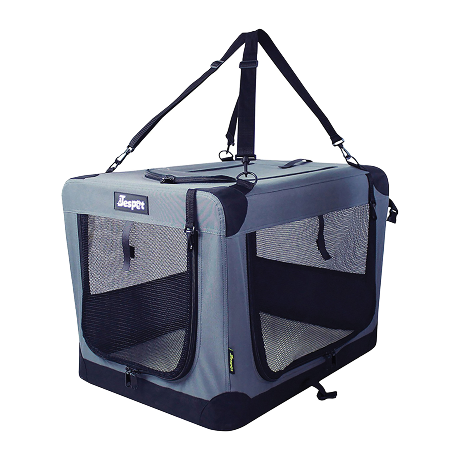 Jespet 3Door SoftSided Folding Travel Pet Crate (Small; Gray), PSC