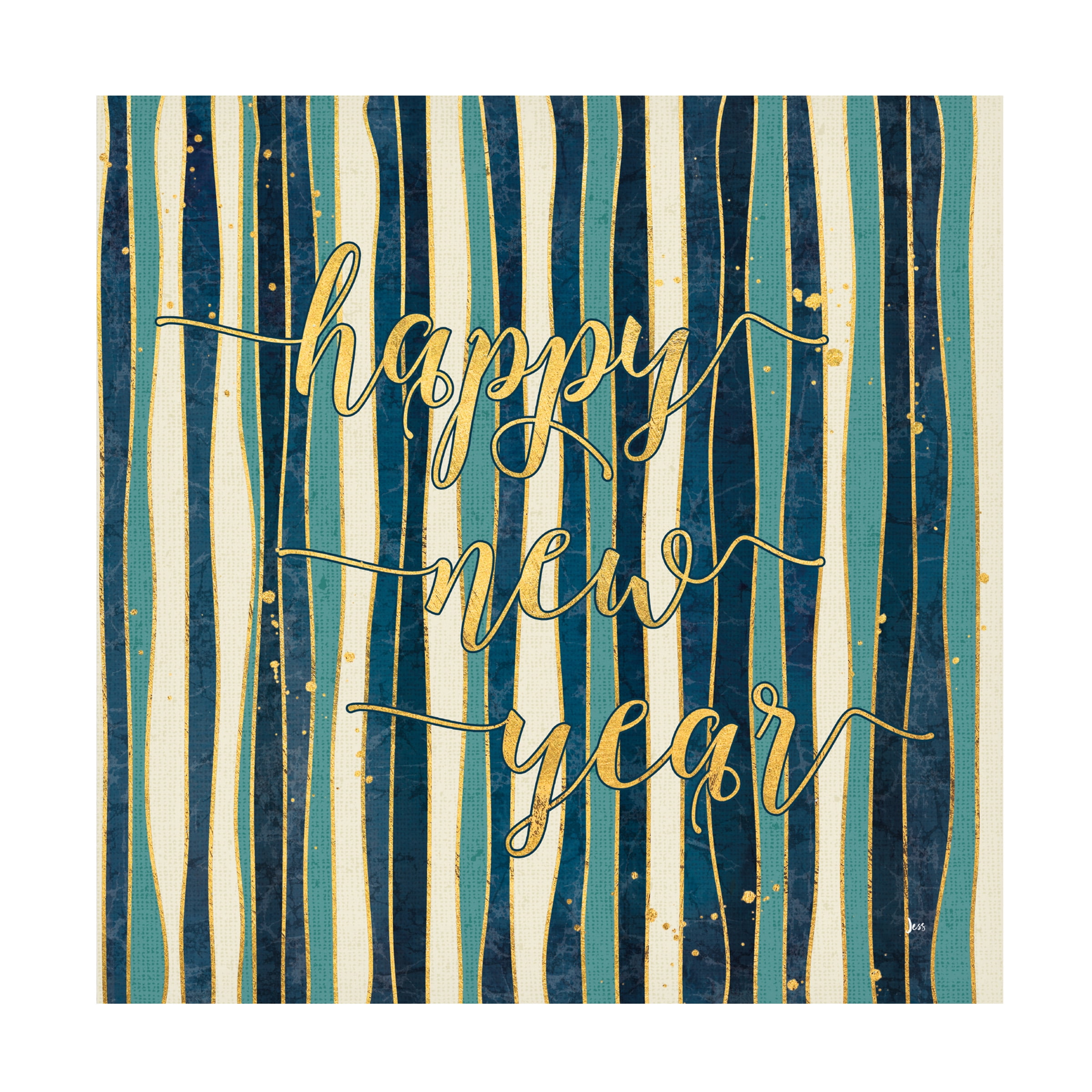 Jess Aiken Coastal Lace Happy New Year Stripes Canvas Art