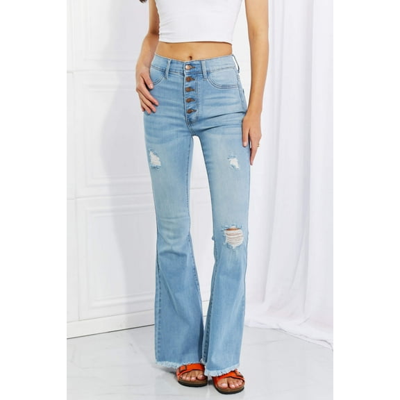 Jess Button Flare Jeans
