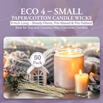 Jess Mae ECO Candle Wicks - 50 ct - 6 Inches - Custom Assemblies (Pre-Waxed with Sustainer Tabs) - for DIY Candle Making Supplies - Made in USA - Hand Counted by US Veteran (ECO-4)