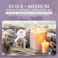 thumbnail image 1 of Jess Mae ECO Candle Wicks - 50 ct - 6 Inches - Custom Assemblies (Pre-Waxed with Sustainer Tabs) - for DIY Candle Making Supplies - Made in USA - Hand Counted by US Veteran (ECO-8), 1 of 6