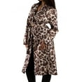 thumbnail image 1 of Jess by Meiko Women's Coats Faux Suede Leopard Print Belted Trench Coat XS Beige, 1 of 6