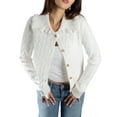thumbnail image 1 of Jess by Meiko Women's Sweater Long Sleeves Button Ruffle Collar Cable Knit Cardigan M White, 1 of 7