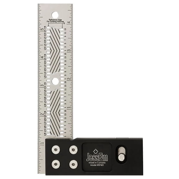JessEm 07401 6 Inch Stainless Steel Precision Square Measuring Tool Ruler with Patented Flex Grip and Fade Resistant Markings - Imperial