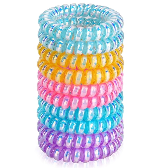 JessLab Spiral Hair Ties, Traceless Plastic Ponytail Holder, 10 Count, Assorted Colors