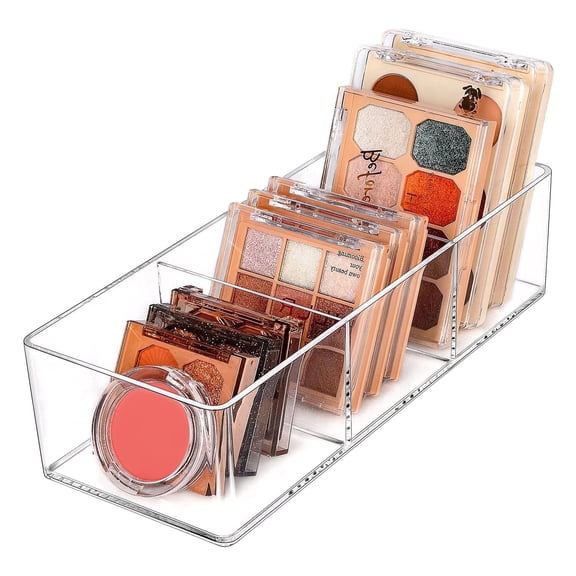 JessLab Acrylic Makeup Organizer, Clear 3-Compartment Cosmetic Holder for Vanity Storage Desktop Bathroom