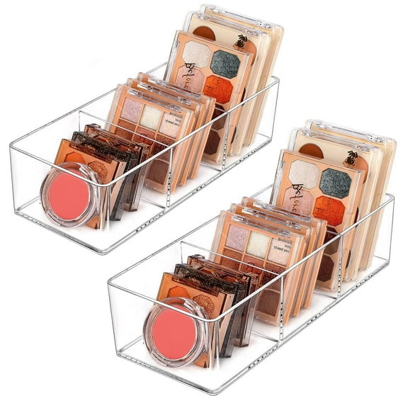 JessLab Acrylic Organizer, 2-Pack Makeup Storage, 3 & 3 Compartment Cubes for Vanity, Drawer, Countertop, Bathroom