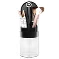 thumbnail image 1 of JessLab Black Makeup Brush Holder, 4 Compartments Vanity Organizer with Pop-Up Lid, 1 of 6