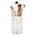 thumbnail image 1 of JessLab White Makeup Brush Holder, 4 Compartments Vanity Organizer with Pop-Up Lid, 1 of 6