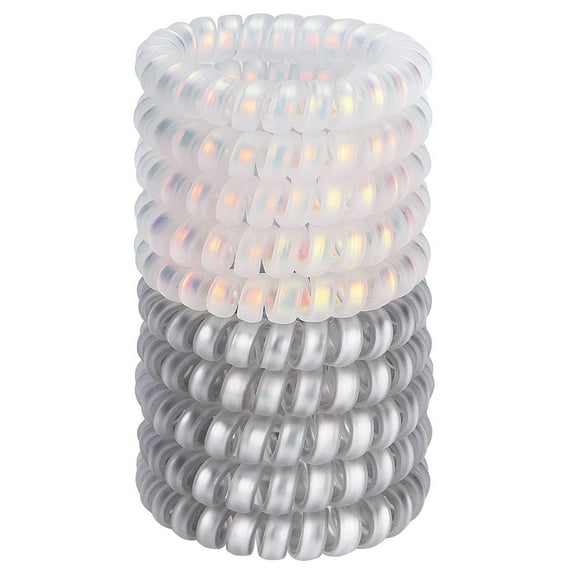 JessLab Spiral Hair Ties, Traceless Plastic Ponytail Holders, 10 Count, Assorted Colors