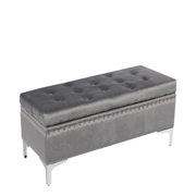 Jessar - Ottoman / Footstool on Legs, Rectangular, From the Codi Collection, Gray Velvet