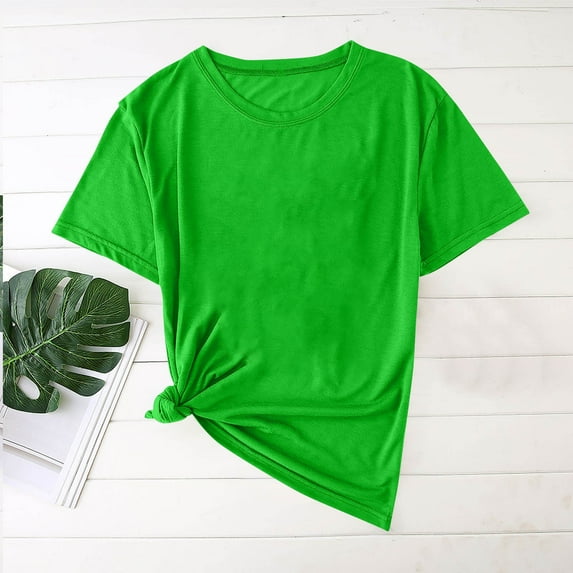 Jessboyy Basic Tees for Men Casual Short Sleeve Solid Color T-shirts Crewneck Pullover Lightweight Plain Tee Shirts Summer Clothes Green S