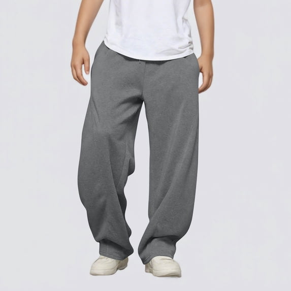 Jessboyy Boys Baggy Sweatpants Casual Fall Winter Straight Leg Boys Pants Comfy Open Bottom Sweatpant with Pockets Dark Gray,4-5 Years
