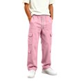 thumbnail image 1 of Jessboyy Boys Sweatpants 13-14 Years Elastic Waist Drawstring Boys Pants with Cargo Pockets Casual Straight Leg Sweatpant for Fall Winter School Pink, 1 of 4